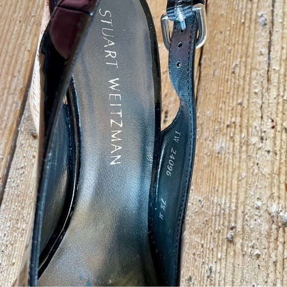 Stuart Weitzman Bodajean Black Patent Cork Wedge Sandals Size 7.5 - Picture 12 of 12